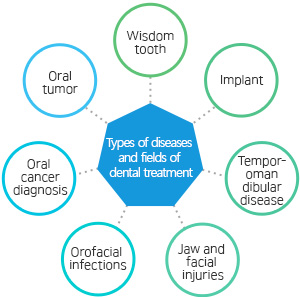 Types of diseases and fields of dental treatment Snoring, sleep apnea, smoking cessation clinic, bruxism, oral malodor, xerostomia, Oral mucosal disease, temporomandibular disorder, head and neck area pain